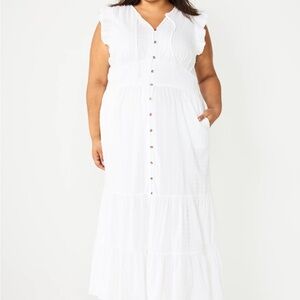 Sonoma White Button-Front Maxi Dress